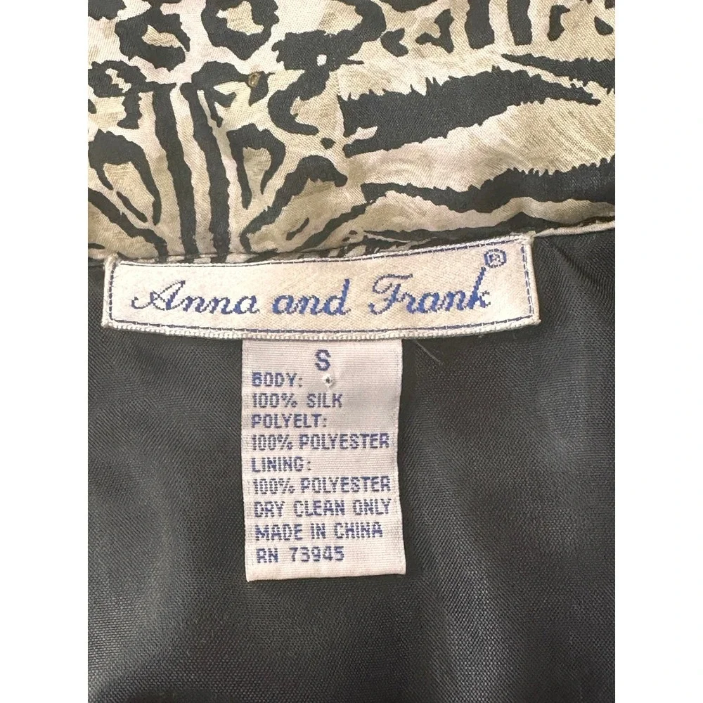 Anna and Frank Abstract‎ Animal Print Silk Blend Bomber Jacket Size S